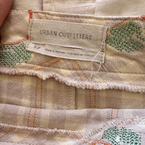 UO Plaid Peach Embroidered Skirt - Picture 2 of 3